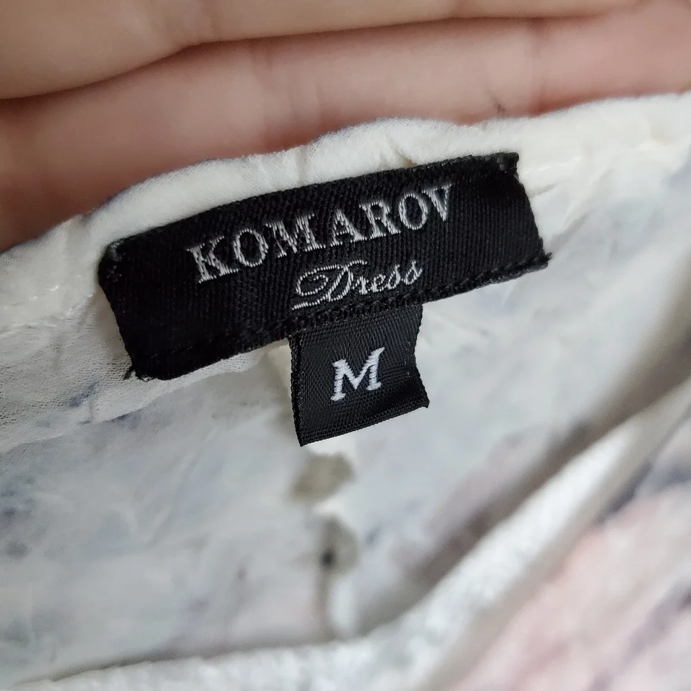 Komarov Ruffle Trim Charmeuse Dress size M NWT